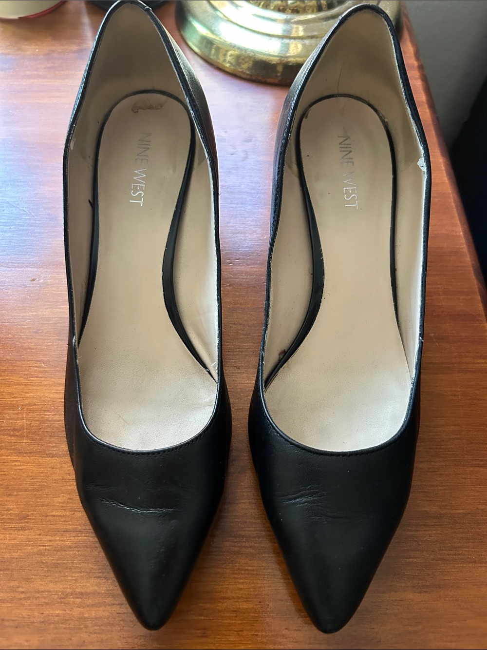 Nine West Black Pointed-Toe Leather Pumps